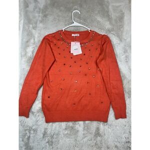Premium Women's Knit Sweater  Orange/Rust color with stud embellishments No Size